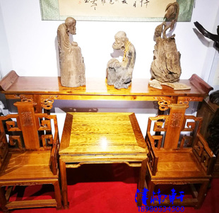 金丝四件套四川小叶桢楠太师椅中堂楠木八仙桌条案中式中式桌玄关