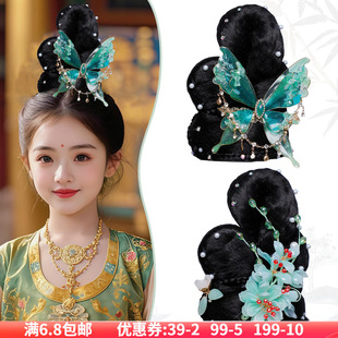 舞蹈敦煌发饰古装儿童唐风古典舞民族汉服头饰假发组合发髻古风女