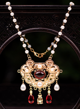 古风锁项链汉服合金女合金锁