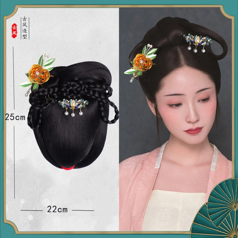 古装汉服假发一体式懒人发箍古代唐风造型百搭发髻古风垫发发包