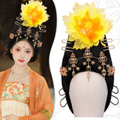 复原款 汉服舞台表演头饰 发饰组合百搭古风唐朝贵妃假发头套一体式