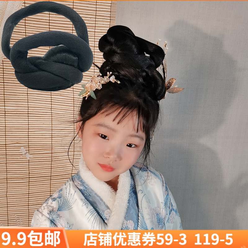 汉服假发造型儿童古装盘发发髻飞天头发日常古代女童古风明制发包