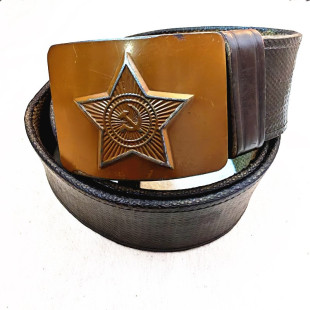 前苏联M69腰带Y带 带身镰刀斧头徽涂漆腰带 俄罗斯军迷用品现货