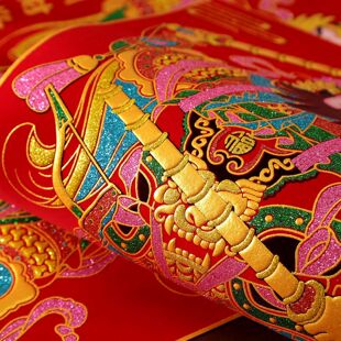 春节年画大门镇宅新年门贴绒布烫金烫画骑马魏征关公日月发财门神