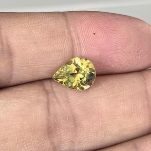 爆闪天然金绿色磷灰石裸石水滴形戒面净度好2.81克拉包邮送证书