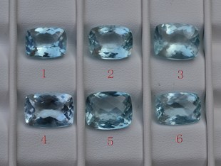 天然海蓝宝裸石枕方戒面无任何优化处理有少量包体130/克拉送证书