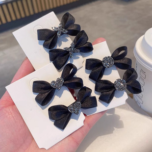 发夹女一字夹高级感韩国时尚百搭带钻蝴蝶结边夹侧边前额刘海夹