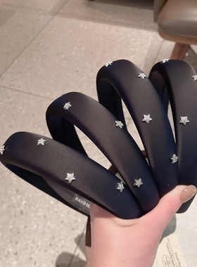 缎面宽边带钻显脸小五角星发箍