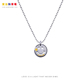笑脸双面四叶草微笑项链ins圆牌吊坠酷卫衣t恤链子项链钛钢配饰女