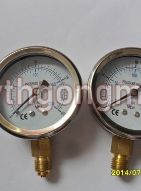 进口款式压力表YN-63 0-200bar/20mpa 水压表，油压表，气压表