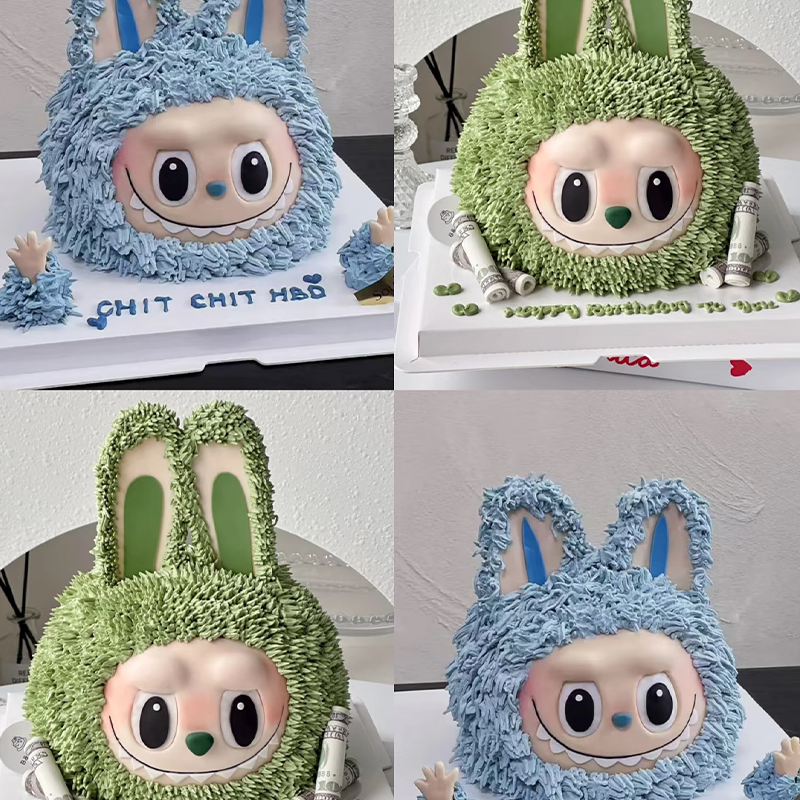 网红新款拉布布动物奶油生日蛋糕