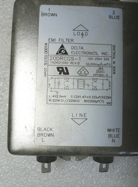 20DRCG9-1 台达 DELTA 进口电源滤波器 双级电源滤波器 250V 20A