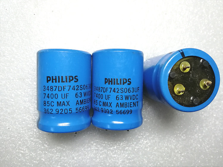 拆机飞利浦 PHILIPS 3487D系列 63v 7400uf 发烧滤波电容