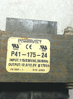 美国powervolt  E型牛 功率175W 输入230V 输出双12V 进口变压器