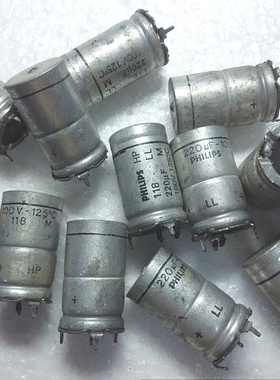早期荷兰飞利浦 118  LL长寿命系列 100v 220uf 立式发烧电解电容