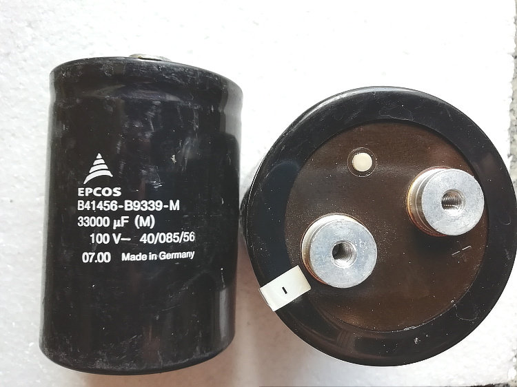 拆机德国西门子 EPCOS 100v 33000uf 螺丝脚发烧滤波电容