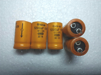 古典日本OMD 黄皮 直插型针脚 10V 1200UF 发烧电解电容