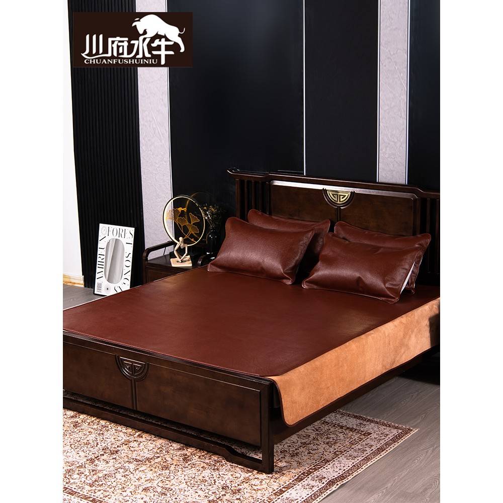 府牛加头1水牛皮套层凉床席三件1.8m端软99229高硬真席子水.米垫