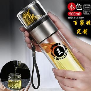 百杯姓玻氏定茶制水48914离杯分茶泡携杯子专茶用道层璃便双杯水