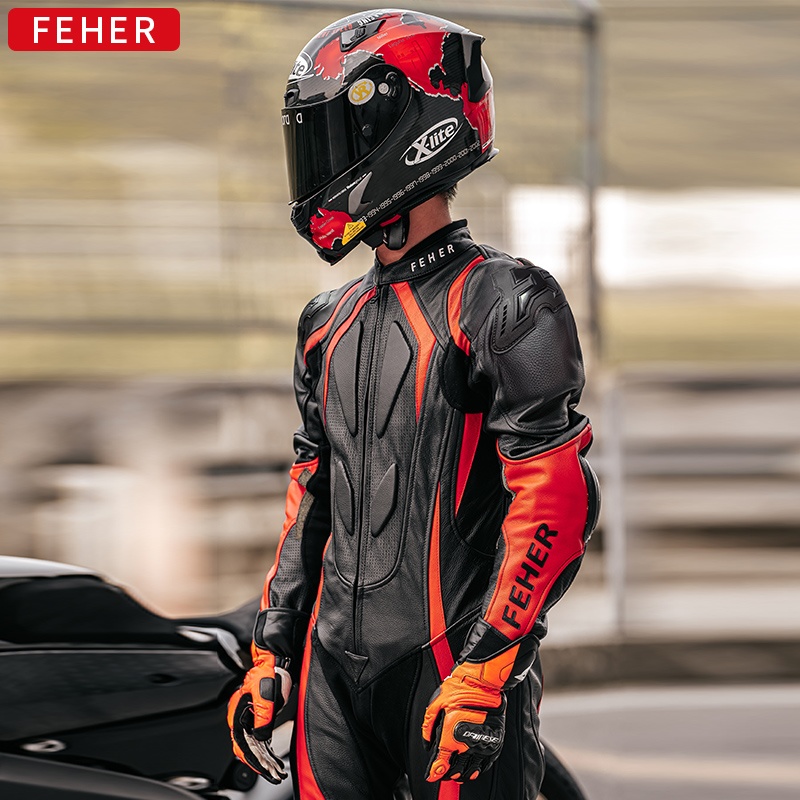 FEHER摩托车骑行服连体皮衣防摔