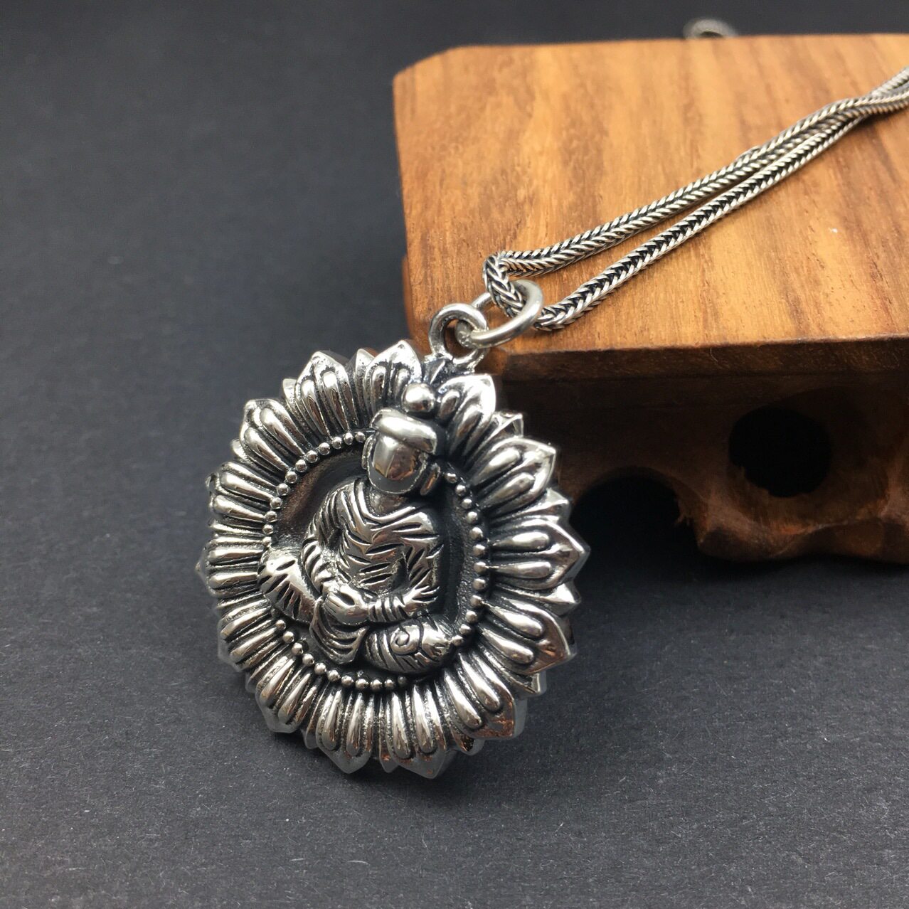 新品s925纯银释迦摩尼佛牌吊坠女男项坠链文玩配饰配件