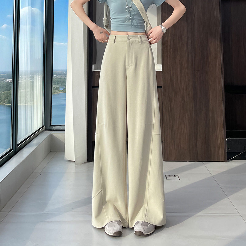 高级感西装裤女春夏新款高腰垂感阔腿裤宽松显瘦窄版休闲拖地长裤