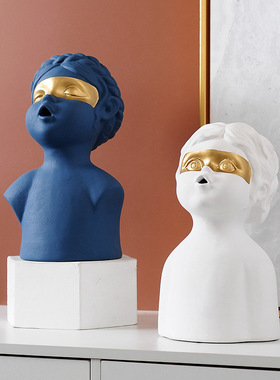 有趣琳 北欧人像摆件现代艺术客厅玄关装饰品