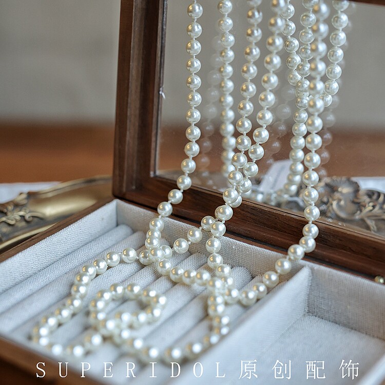多种戴法长款珍珠项链正圆强光施家珍珠毛衣链多层轻奢高级感法式