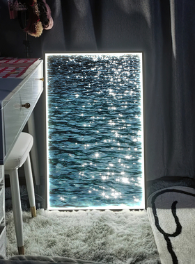 玄关过道装饰画大海风景卧室挂画客厅led氛围灯画北欧ins发光壁画