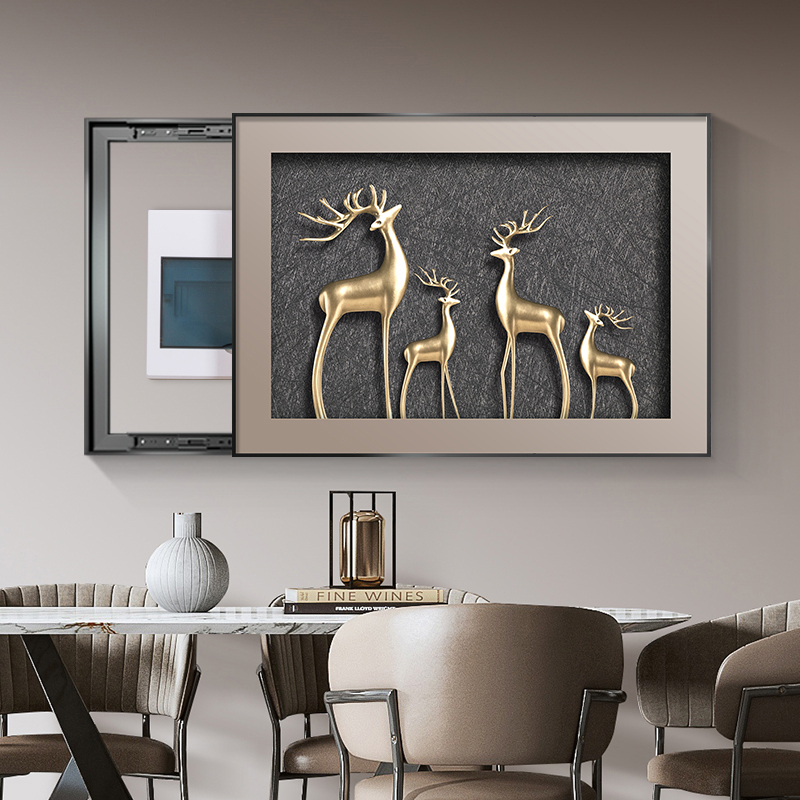 现代轻奢电表箱装饰画麋鹿简约抽象餐厅配电箱遮挡壁画电闸盒挂画