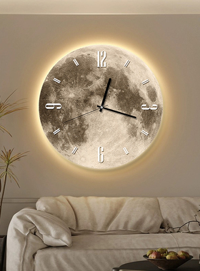 月球钟表挂钟客厅装饰画网红时尚2025新款高级感挂画创意时钟壁灯