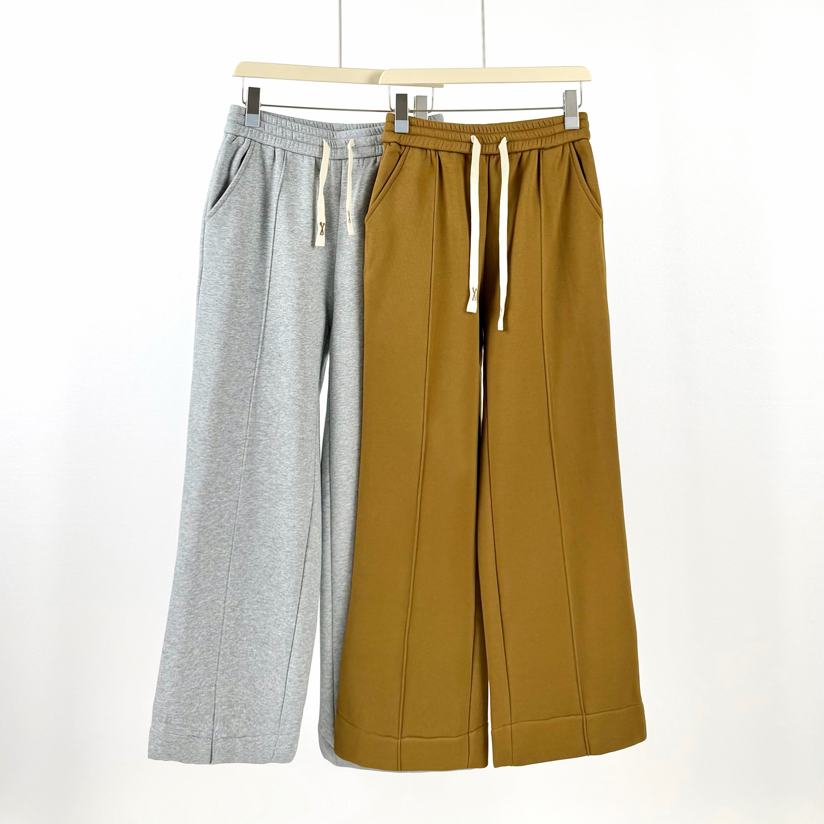 新款女高腰系带百搭显瘦松紧腰运动休闲裤宽松直筒裤卫裤加绒长裤