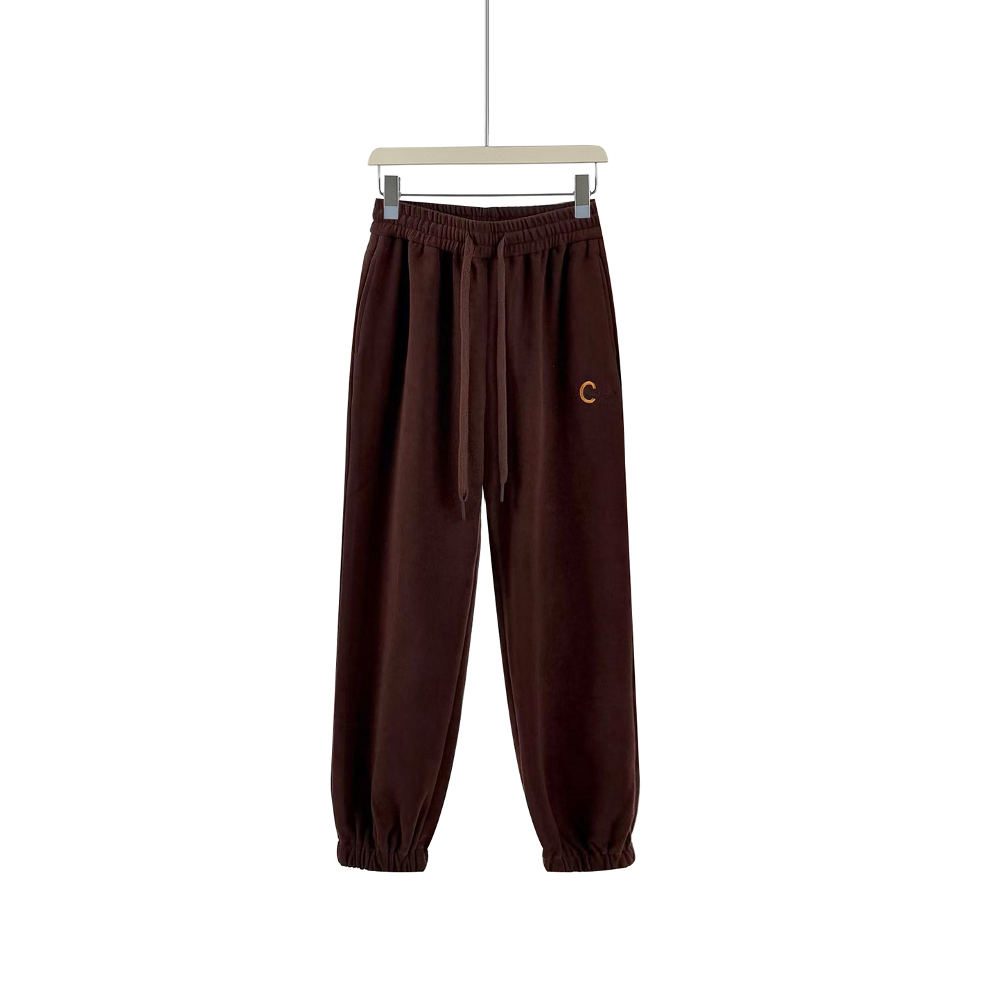 新款女松紧腰抽绳宽松显瘦休闲束脚卫裤刺绣字母运动加绒加厚长裤