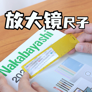 nakabayashi仲林 日本放大镜尺子多功能学生做直尺书签高清便携