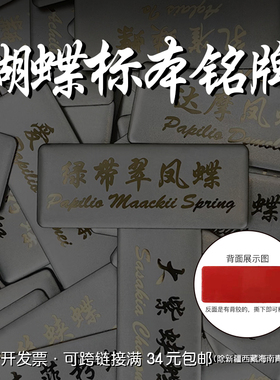 蝴蝶标本铭牌相框装饰标本盒不锈钢材料带背胶可直接粘贴5x2cm