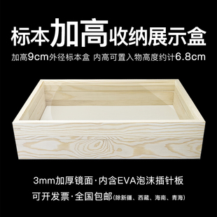 加高昆虫标本盒插针板松木实木海神兜虫玻璃标本框diy存放展示盒