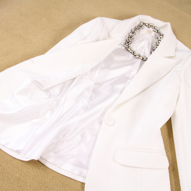 2 PIECES WOMENS SPRING SUMMER AND AUTUMN NEW ENGLAND SLIM SIMPLE WHITE SUIT +9 PANTS PANTS PANTS SUIT