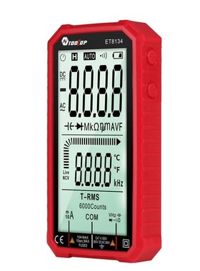 TOOLTOP ET8134红色版 全屏万用表 变色报警功能 多功能万用表