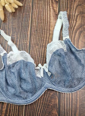 80F大罩杯大胸MM超薄蕾丝文胸带钢圈上托缩胸内衣大显小外贸样版