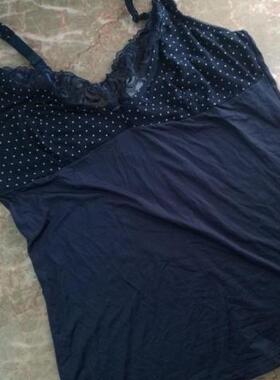 外贸大尺码 女吊带背心 200斤胖MM适用 大弹力冰丝面料 深蓝50/52