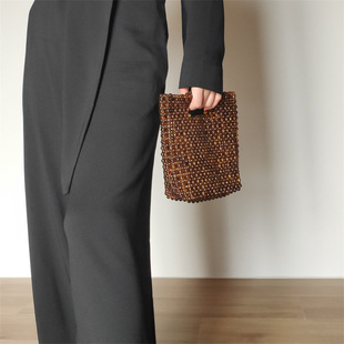 复古玳瑁色 设计自制 CLUTCH 手提编珠包串珠手提包 CILI