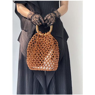 【CILI CLUTCH 】超大木珠圆桶个性手提包