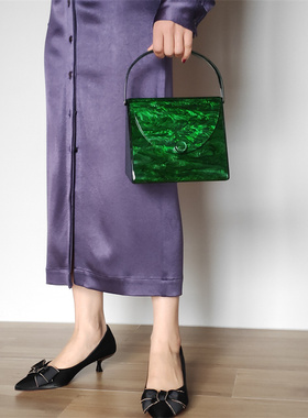 CILI CLUTCH |优雅1950复古vintgae 树脂拼接 绿野仙踪玳瑁手提包