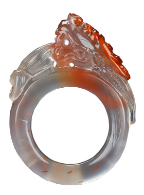 天然凉山南红玛瑙18号貔貅扳指