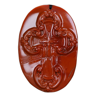 墨雨轩天然凉山南红玛瑙吊坠南红十字架挂件钟馗牌子男女款35号