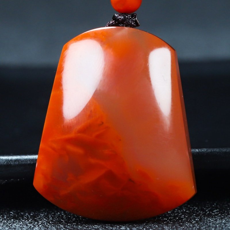 【原矿】天然凉山南红玛瑙柿子红挂件平安无事牌原石男女款吊坠65