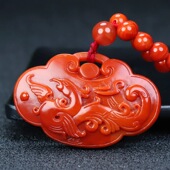 正品 314 天然四川凉山南红玛瑙朱雀吊坠南红柿子红原石雕件男女款