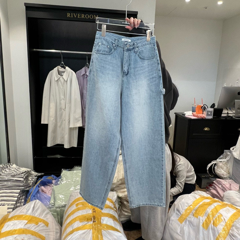 韩国东大门RIVEROOM 2026春季新款宽松哈伦垮裤女高腰休闲牛仔裤