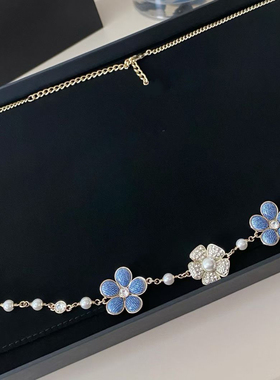 白兔家高品质！细节控！26爆款牛仔花花镶钻珍珠腰链耳钉环项胸针