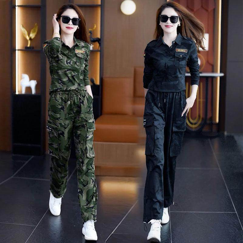 扩旅迷彩服套装女长袖显瘦